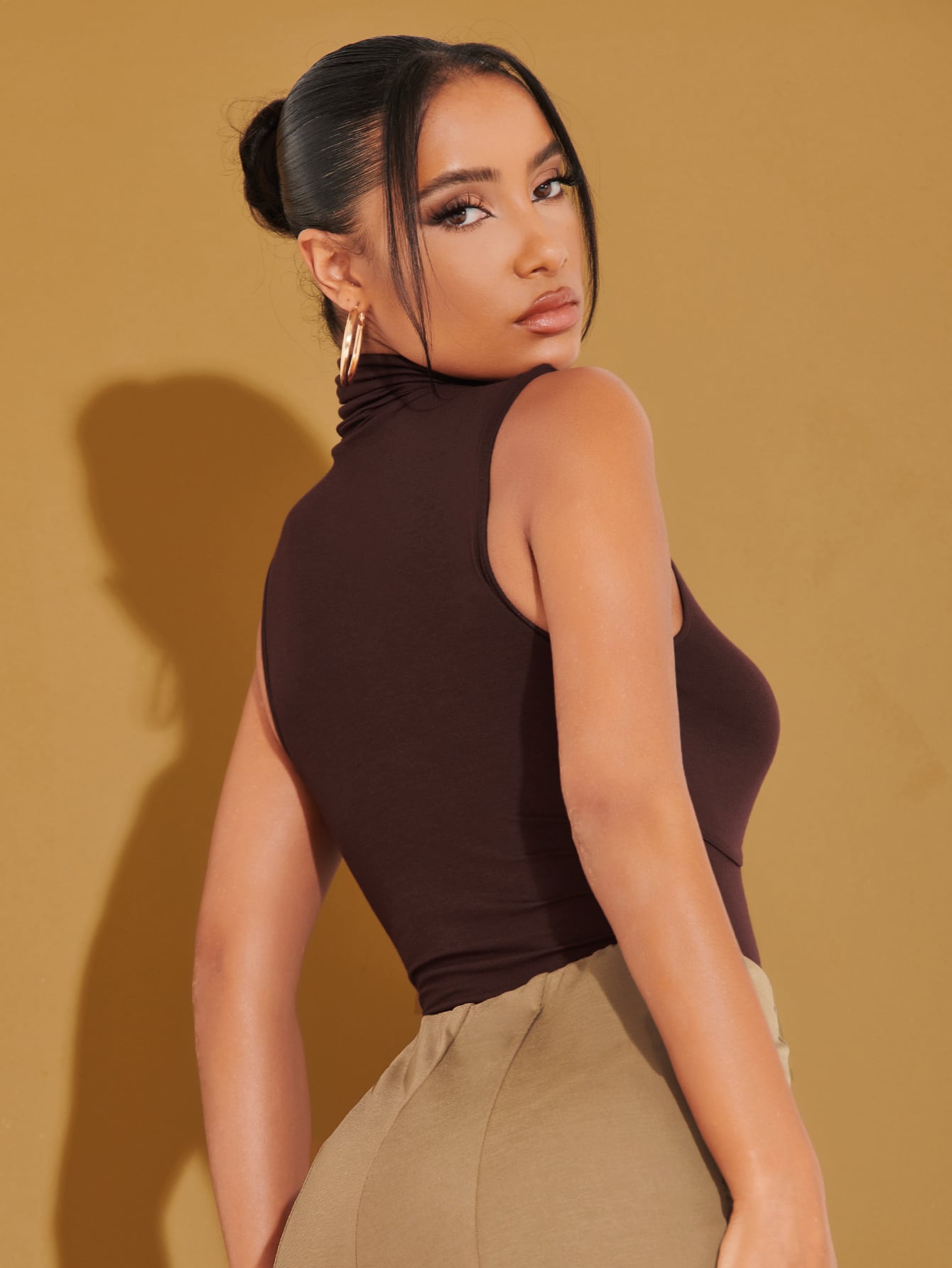 Turtle Neck Sleeveless Slim Fit Bodysuit