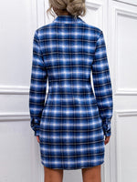 Plaid Print Knot Front Shirt Dress