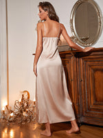 Embroidery Appliques Satin Cami Night Dress