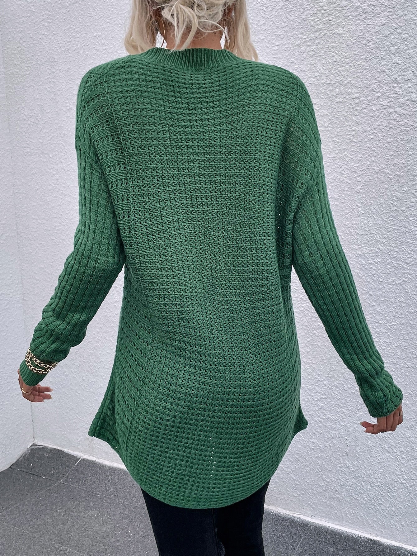 Solid V Neck Sweater Without Belt