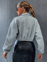 Drop Shoulder Zipper Crop Jacket
