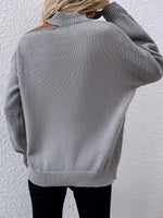 Asymmetrical Neck Drop Shoulder Sweater