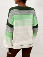 Color Block Space Dye Drop Shoulder Sweater