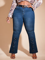 Plus High Waist Chain Detail Flare Leg Jeans