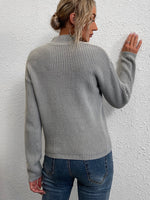 Mock Neck Cut Out Drop Shoulder Sweater