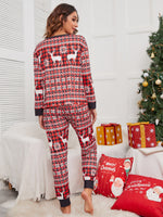 Christmas Elk & Gingham Print PJ Set