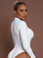 Solid Cut Out Mock Neck Bodysuit