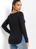 NEW FEELING Womens Black T-Shirts