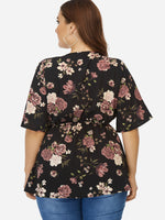 NEW FEELING Womens Black Plus Size Tops