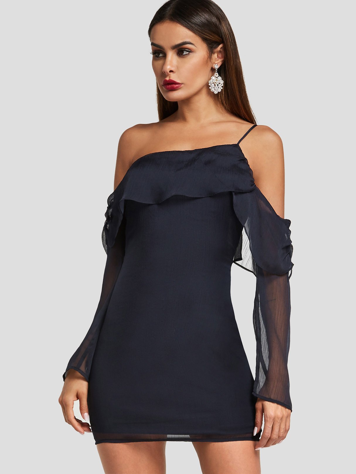 OEM Ladies Navy Off The Shoulder Dresses