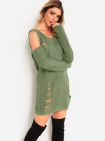 OEM Ladies Green V-Neck Dresses