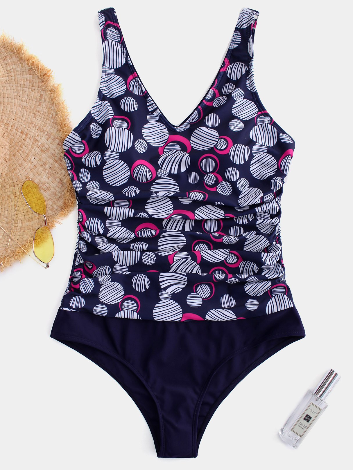 Wholesale V-Neck Sleeveless Polka Dot Backless One-Pieces Swimsuits