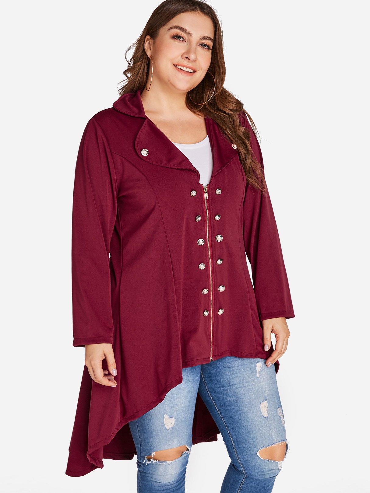 OEM Ladies Burgundy Plus Size Coats & Jackets