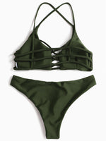 NEW FEELING Womens Green Bikinis