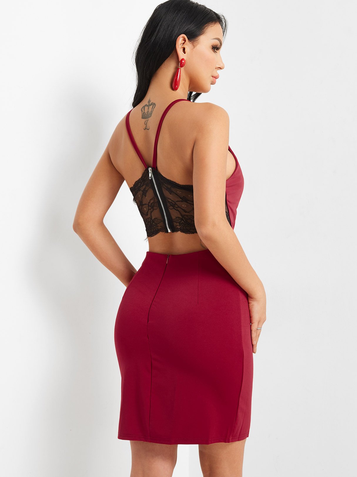 NEW FEELING Womens Burgundy V-Neck Dresses
