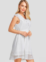 OEM Ladies White V-Neck Dresses