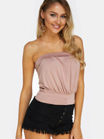Wholesale Strapless Plain Pleated Sleeveless Light Pink Camis