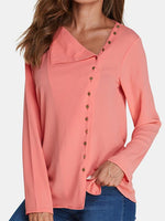 Wholesale Asymmetrical Plain Long Sleeve Blouses