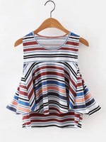 Wholesale Round Neck Stripe Tiered Sleeveless Camis