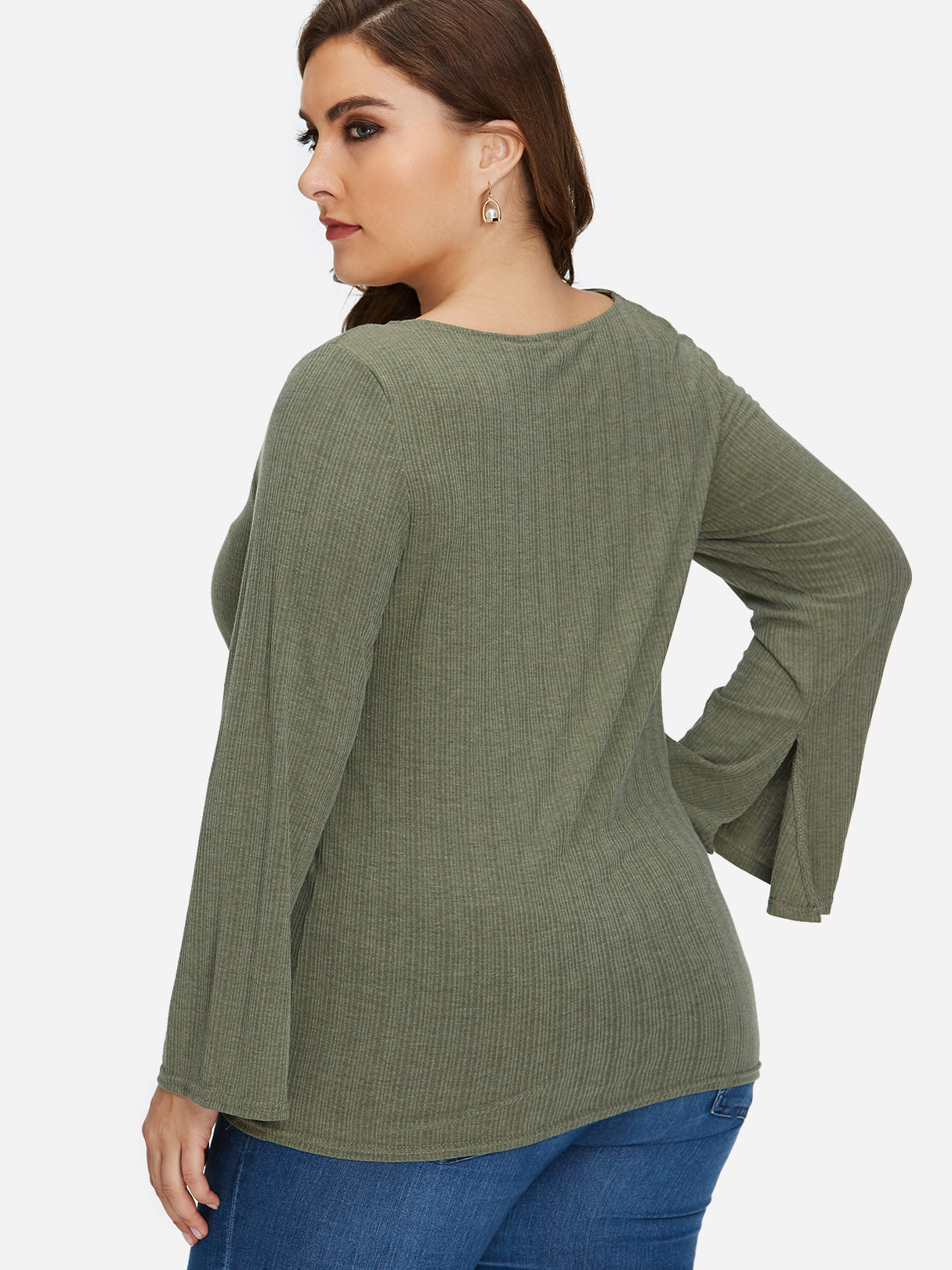 NEW FEELING Womens Green Plus Size Tops