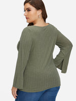 NEW FEELING Womens Green Plus Size Tops