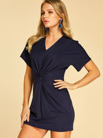 OEM Ladies Navy V-Neck Dresses
