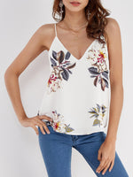Wholesale V-Neck Floral Print Backless Sleeveless Camis