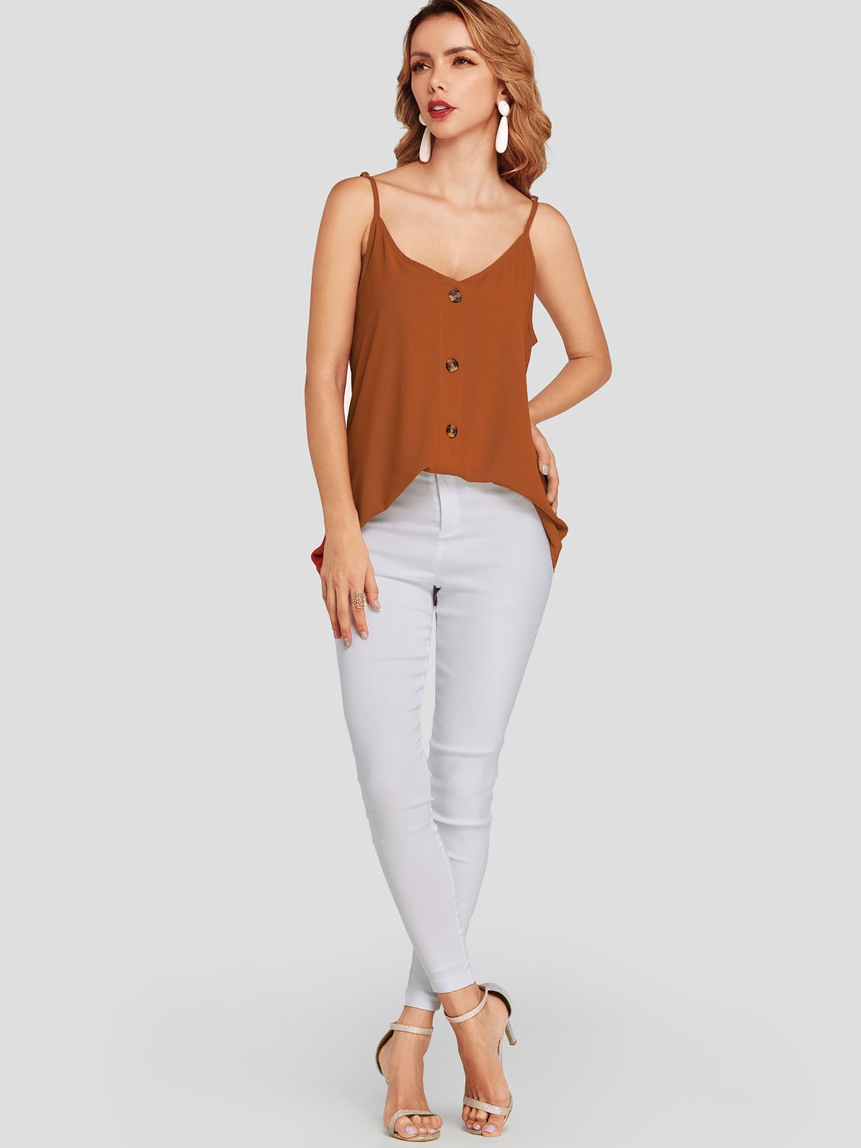 NEW FEELING Womens Orange Camis