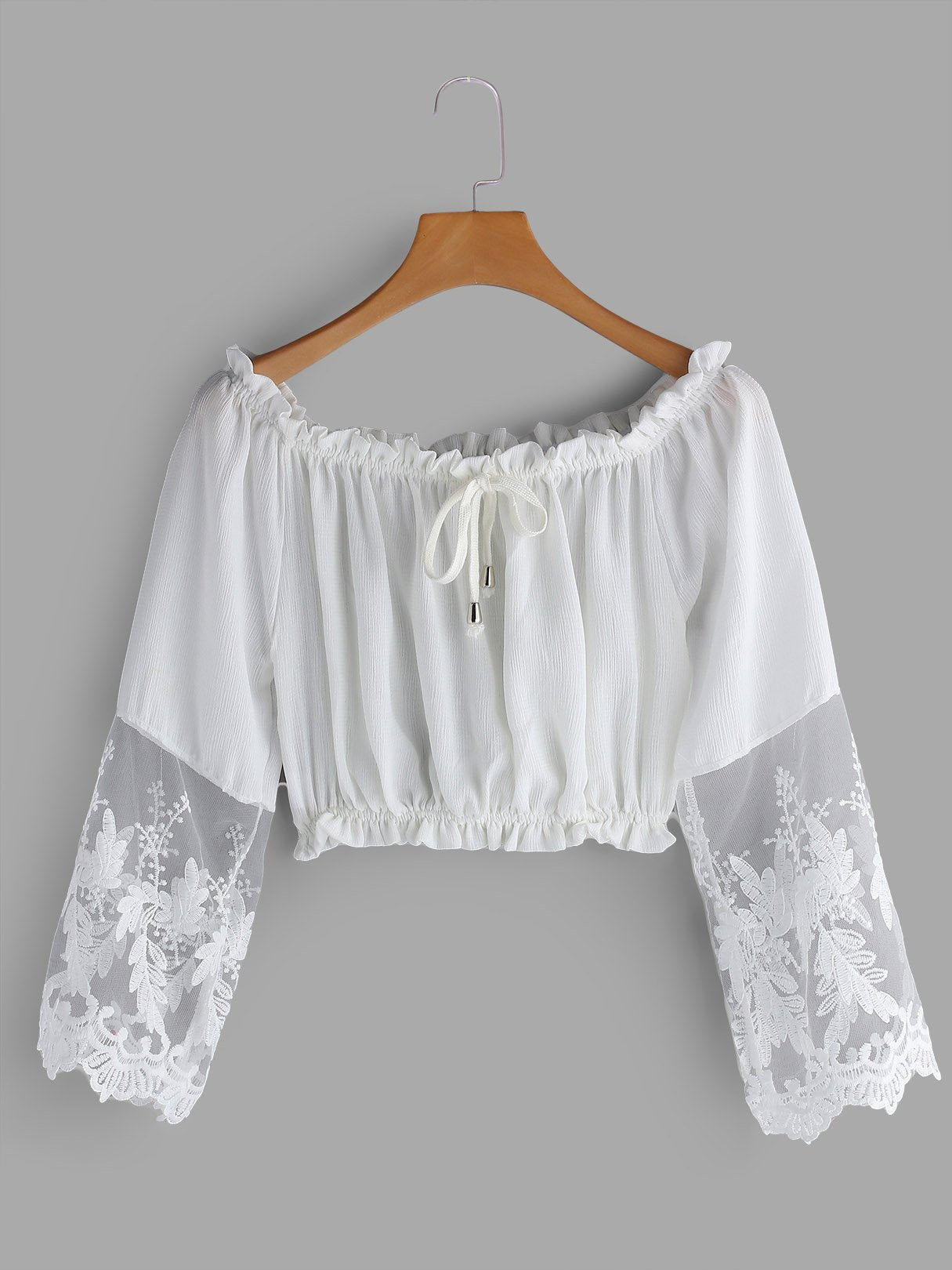 Wholesale Off The Shoulder Lace Pleated Sleeveless White Camis