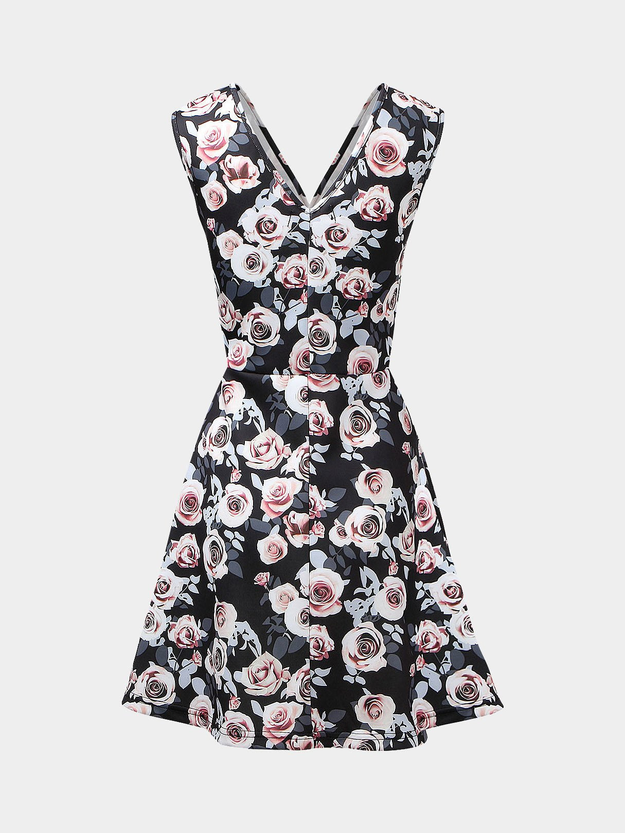Wholesale Sleeveless Floral Print V Neck Dresses