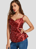 Wholesale V-Neck Polka Dot Spaghetti Strap Sleeveless Tank Top