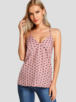 Wholesale V-Neck Polka Dot Criss-Cross Sleeveless Pink Camis