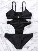 NEW FEELING Womens Black One-Pieces