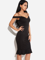 OEM Ladies Black Midi Dresses