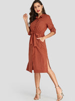 NEW FEELING Womens Rust Midi Dresses
