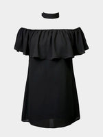 Wholesale Black Off The Shoulder Plain Mini Dresses