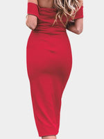NEW FEELING Womens Red Off The Shoulder Dresses