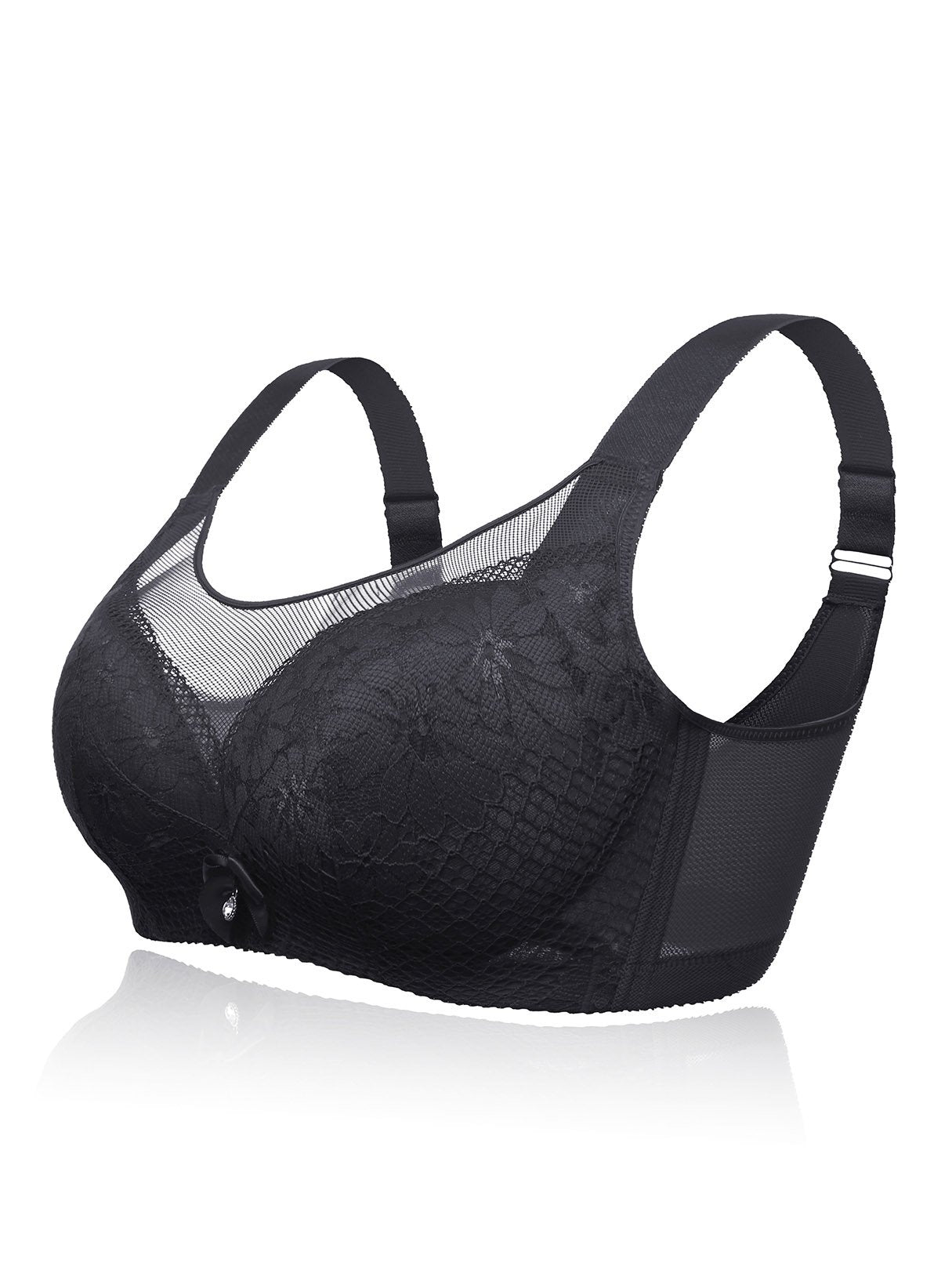 Wholesale Cut Out Embroidered Lace Trim Bowknot Wireless Bra