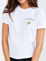 Wholesale Round Neck Letter Printed Short Sleeve White T-Shirts