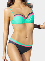 Wholesale Green V-Neck Sleeveless Two Piece Bikinis