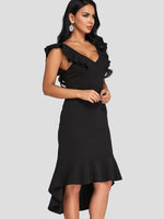 OEM Ladies Black Midi Dresses