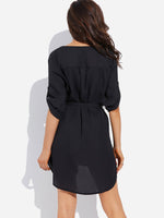 NEW FEELING Womens Black V-Neck Dresses