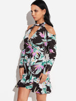 OEM Ladies Black Floral Dresses