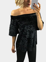 Wholesale Off The Shoulder Half Sleeve Black Top