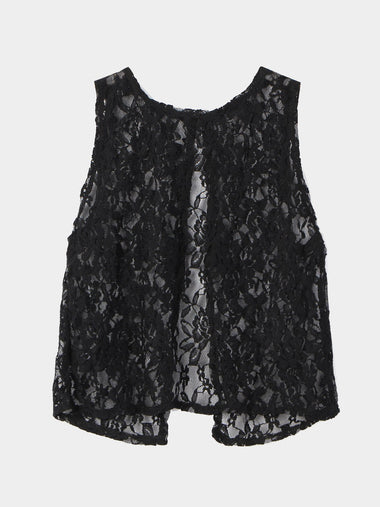 Wholesale Crew Neck Lace Sleeveless Black Camis