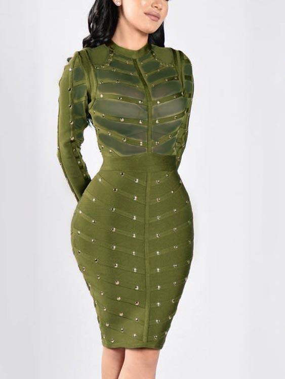 OEM Ladies Green Midi Dresses