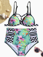 Wholesale V-Neck Sleeveless High Waist Two Piece Bikinis