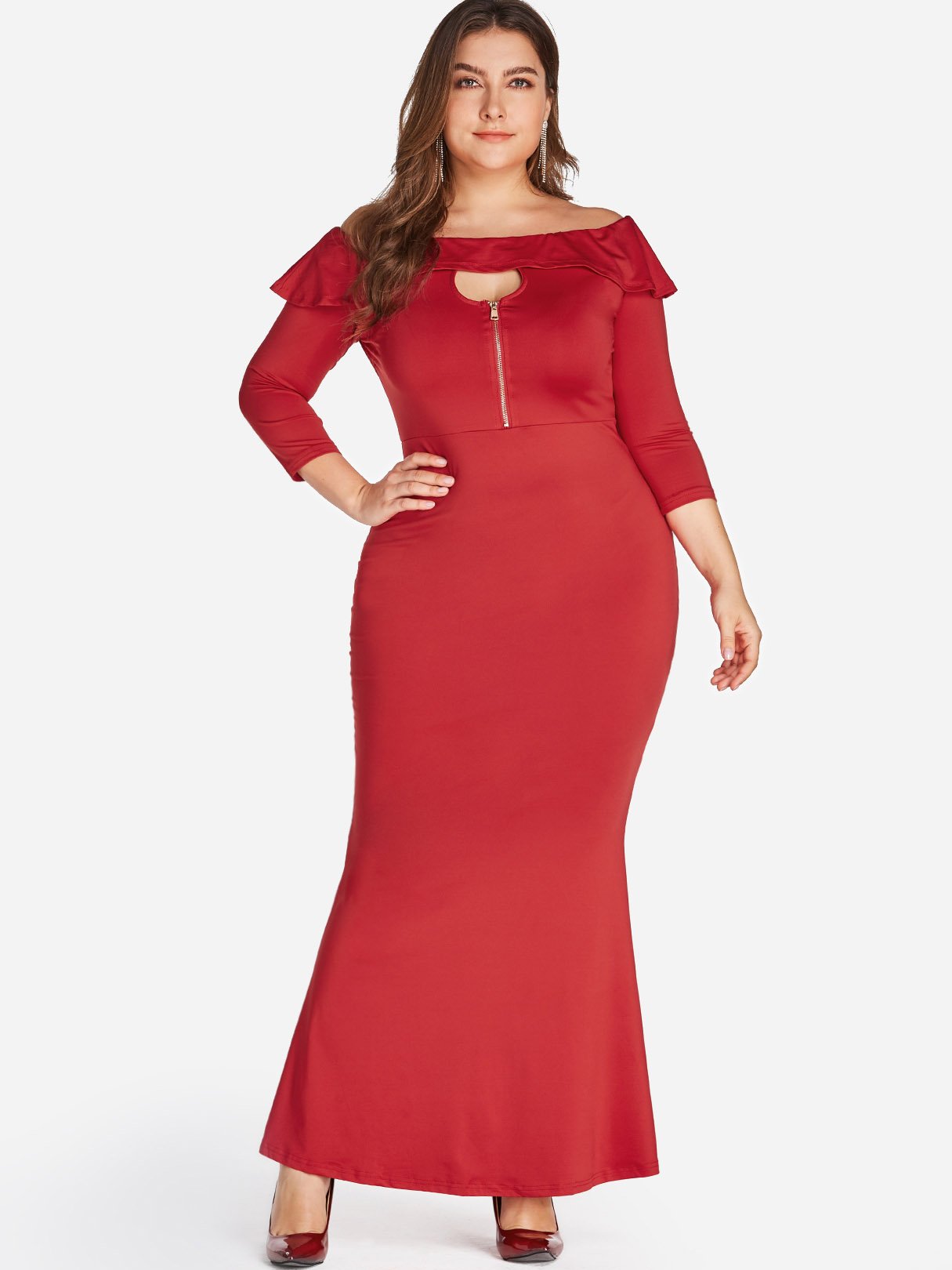 Custom Ladies Off The Shoulder Plus Size Dress
