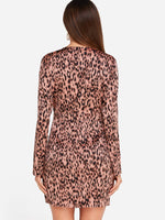 NEW FEELING Womens Leopard V-Neck Dresses