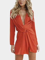 NEW FEELING Womens Orange V-Neck Dresses